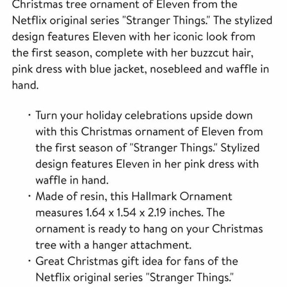 𝅺hallmark Netflix Stranger Things Eleven Christmas Ornament New in Box - Picture 12 of 14